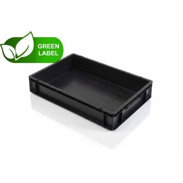 Stacking bin 60x40x12cm, capacity 20 litres, black, NORAH Plastics