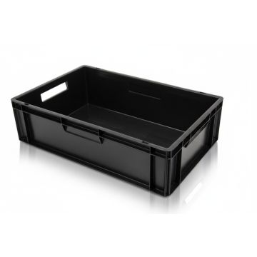 Black stacking box, 60x40x17cm, capacity 33 liters, RE-PP, Euronorm, NORAH Plastics