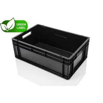 Stacking bin 60x40x22cm, capacity 45 litres, black, NORAH Plastics