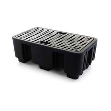 Pallet opvangbak 130x75x44cm, inhoud 250 liter, 3 sleeplatten, NORAH Plastics