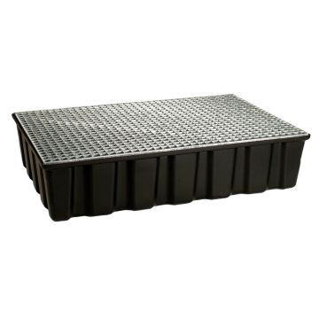 Pallet size Spill Tray 123x83x16cm, capacity 220 liters with metal drip tray