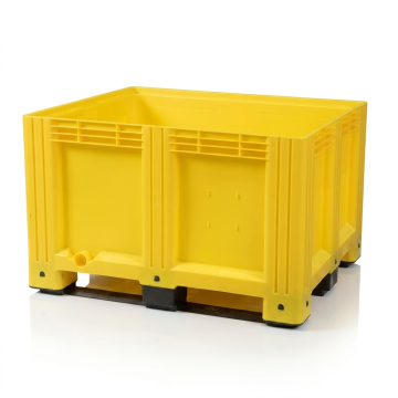 Yellow pallet box 120x100x78cm, 3 skids, capacity 610 liters, NORAH Plastics