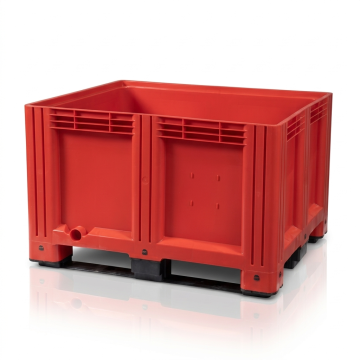 Red pallet box 120x100x78cm, 3 skids, capacity 610 liters, NORAH Plastics