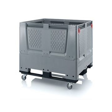 Foldable palletbox 120x100x114cm, 4 wheels and 3 skids, capacity 900 liters, NORAH Plastics