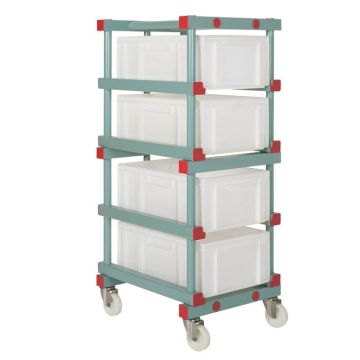 Euro Trolley, White Food Bins, 60x40x20cm, HDPE, NORAH Plastics