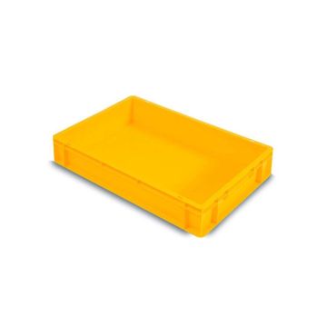 Stacking bin 60x40x12cm, capacity 20 litres, yellow, NORAH Plastics
