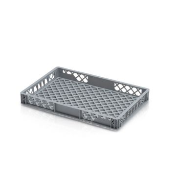 Stacking crate 60x40x7.5cm, Gray, PP, NORAH Plastics
