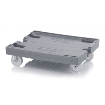 Plastic transport trolley with 4 swivel castors and nylon wheels