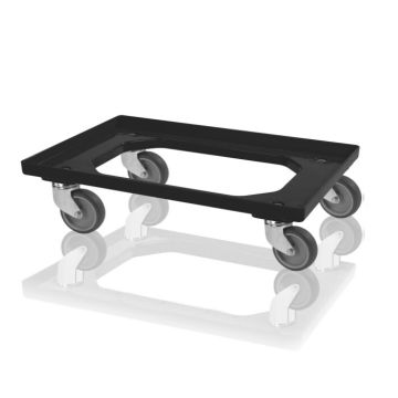 Euro container Dolly's, 4 swivel castors and rubber wheels, Black, NORAH Plastics
