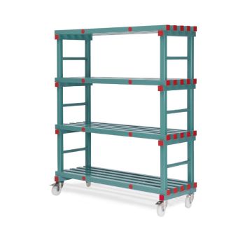 Plastic mobile rack 120x50x40cm with 4 Shelves, NORAH Plastics