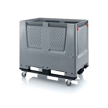 Folding palletbox 120x80x114cm, 4 wheels and on 3 skids, capacity 700 liters, NORAH Plastics