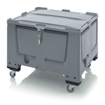 Wheeled pallet box 120x100x93cm with hinged lid and tension lock, capacity 670 liters, NORAH Plastics