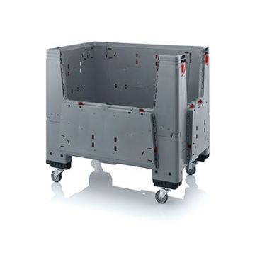 Foldable palletbox 120x80x114cm, 4 wheels, capacity 700 liters, NORAH Plastics
