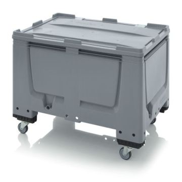 Wheeled pallet box with hinged lid 120x80x79cm, capacity 535 litres, NORAH Plastics