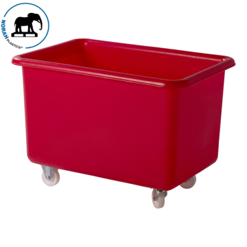 Wheeled Transport Bin, 340 liter, Red, NORAH Plastics