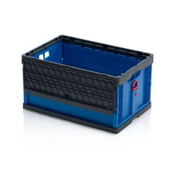 Folding Attached Lid Containers, 60x40x32cm, capacity 58 liters, Blue, NORAH Plastics