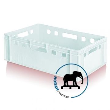 Stacking crate 60x40x20cm, 40 Liter, White, HDPE, NORAH Plastics