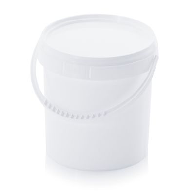 RightPail ™ 5 Gallon Open Head Plastic Bucket, Plastic Handle – White