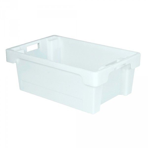 Plastic stackable bins, Food Grade, White | NORAH Plastics