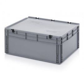 Storage Box with hinged lid, Euro Size, 80x60x33,5cm, capacity 130 liters, NORAH Plastics