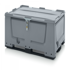 Eurosize Palletbox 120x80x79 cm with hinged lid and tension lock, 3 skids, capacity 535 liters, NORAH Plastics