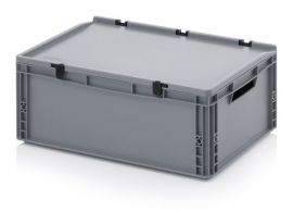 Stacking bins with hinged lid, 60x40x23,5cm, capacity 45 liters, NORAH Plastics