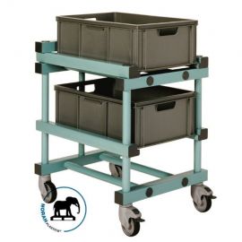 Bin trolley with 2 stacking bins 60x40x22cm