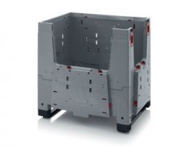 Foldable mini palletbox 80x60x79cm, 2 skids, capacity 250 liters, NORAH Plastics