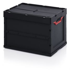 ESD folding bin with lid 60x40x42 cm, capacity 83 liters