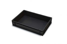 Stacking bin 60x40x12cm, capacity 20 litres, black, NORAH Plastics