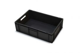 Black stacking box, 60x40x17cm, capacity 33 liters, RE-PP, Euronorm, NORAH Plastics