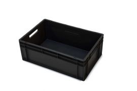 Euronorm stackable, Tote 60x40x22cm, capacity 45 litres, black, NORAH Plastics