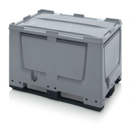 Pallet box with hinged lid 120x80x79cm, 3 skids, capacity 535 litres