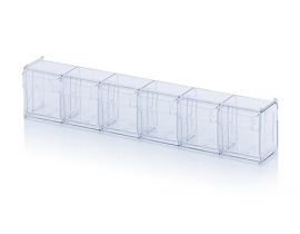 Tilt bin unit with 6 compartments size 60x9,1x11,3cm, NORAH Plastics