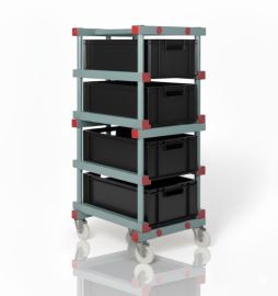 Plastic Crate trolley, 4 Euro Boxes, 600x400mm, NORAH Plastics