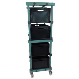 Euro Container Trolley incl. 4 stacking bins 60x40x27cm, black, NORAH Plastics