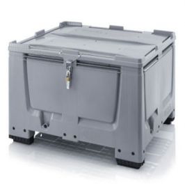 Palletbox 120x80x79 cm with hinged lid and tension lock, 4 legs, capacity 535 liters, NORAH Plastics