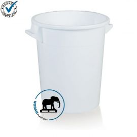 Tapered round bin 75 liter, White, HDPE, NORAH Plastics