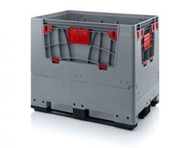 Folding Palletboxes with loading ramps, 120x80x100cm, 3 skids, capacity 700 liters, NORAH Plastics