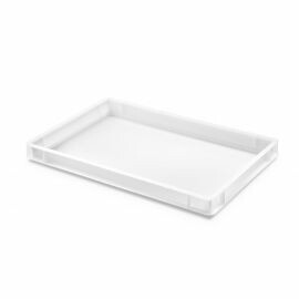 Foodgrade stacking bins, 60x40x5,5cm, HDPE White, NORAH Plastics
