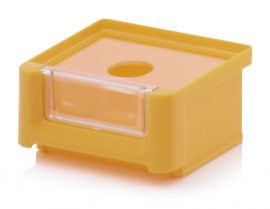 Linbin 8,5x10,2x5cm, capacity 0,21 liters with inset window and dust lid, Yellow - NORAH Plastics