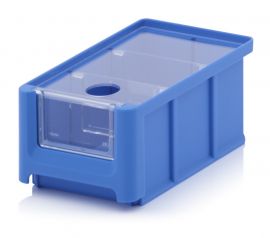 Linbin 16X10.2X7.5cm, capacity 0.77 liters with insert window, lid and 2 dividers, Blue, NORAH plastics