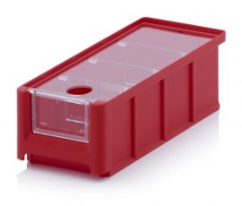 Red Linbin 21,5X10X7,5cm, capacity 1.08 liters with insert window, lid and 3 dividers, NORAH Plastics