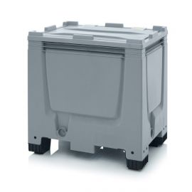 Palletbox with hinged lid 80x60x79cm, 4 legs, capacity 250 liters, NORAH Plastics