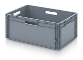Euronorm stacking bin, 4 hanging handles, closed gray, PP, NORAH Plastics