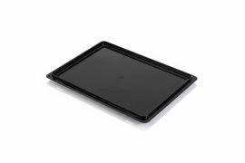 Flat drop on Lid for Stacking Crates 60x40cm, black, RE-PP, NORAH Plastics