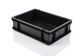 Stacking bin 40x30x12cm, capacity 10 litres, black, NORAH Plastics