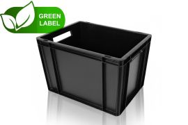 Stackable crates 40x30x32,5cm, capacity 30 liters, black, NORAH Plastics