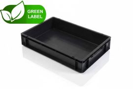 Stacking bin 60x40x12cm, capacity 20 litres, black, NORAH Plastics