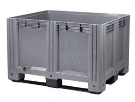 Palletbox 120x100x78cm, GREY, 3 skids, capacity 615 liters